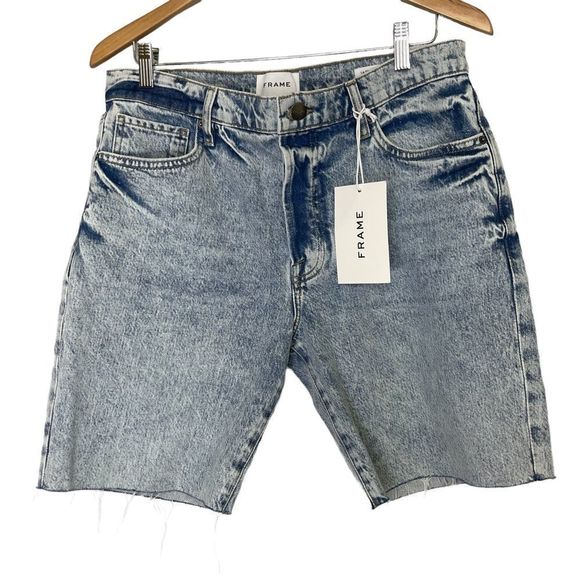 New Frame Shorts Size 29 Le Slouch Bermuda in Richlake Light Wash Jean Biker - Picture 8 of 16